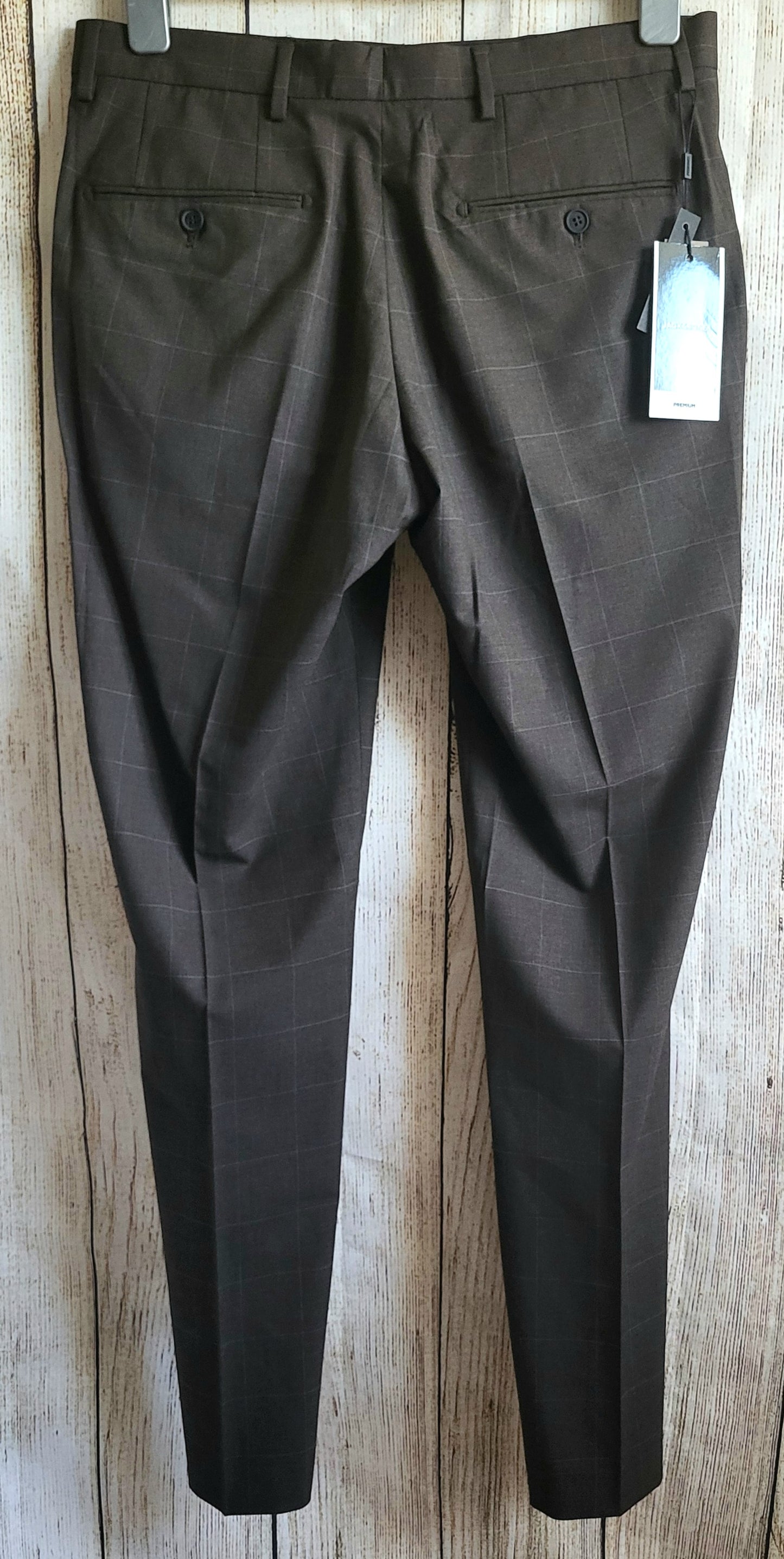 Jack & Jones Premium Chocolate Brown Straight Leg, Super Slim Trousers.