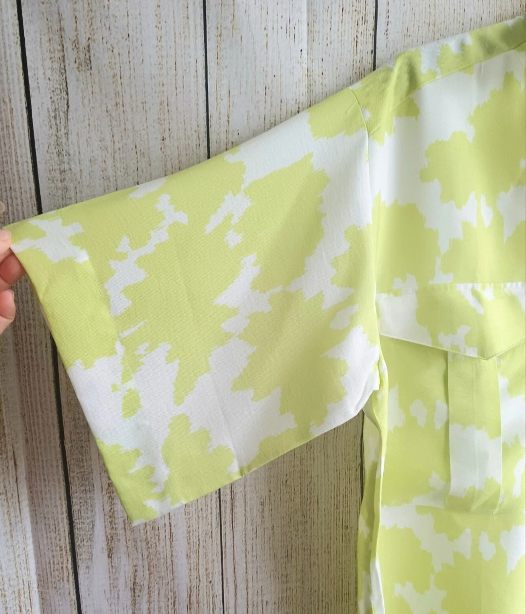 Armani Exchange Lime Green and White Marbled Shirt- Size Large