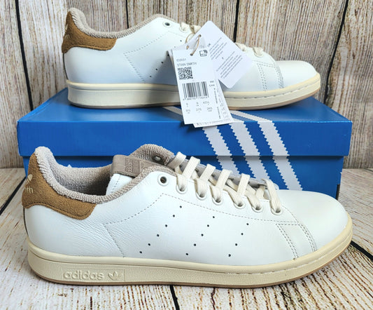 Adidas Stan Smith White And Taupe Low Top Retro Trainers- Size 9.5