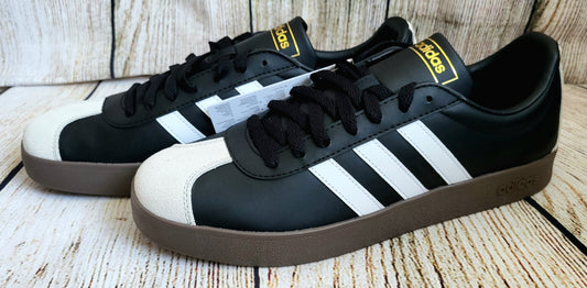 Adidas Black And White VL Courts 2.0 Trainers- Size 10