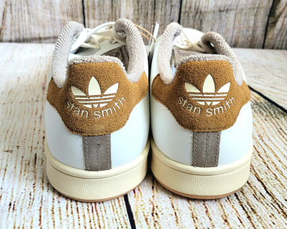 Adidas Stan Smith White And Taupe Low Top Retro Trainers- Size 9.5