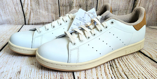 Adidas Stan Smith White And Taupe Low Top Retro Trainers- Size 9.5
