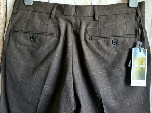 Jack & Jones Premium Chocolate Brown Straight Leg, Super Slim Trousers.