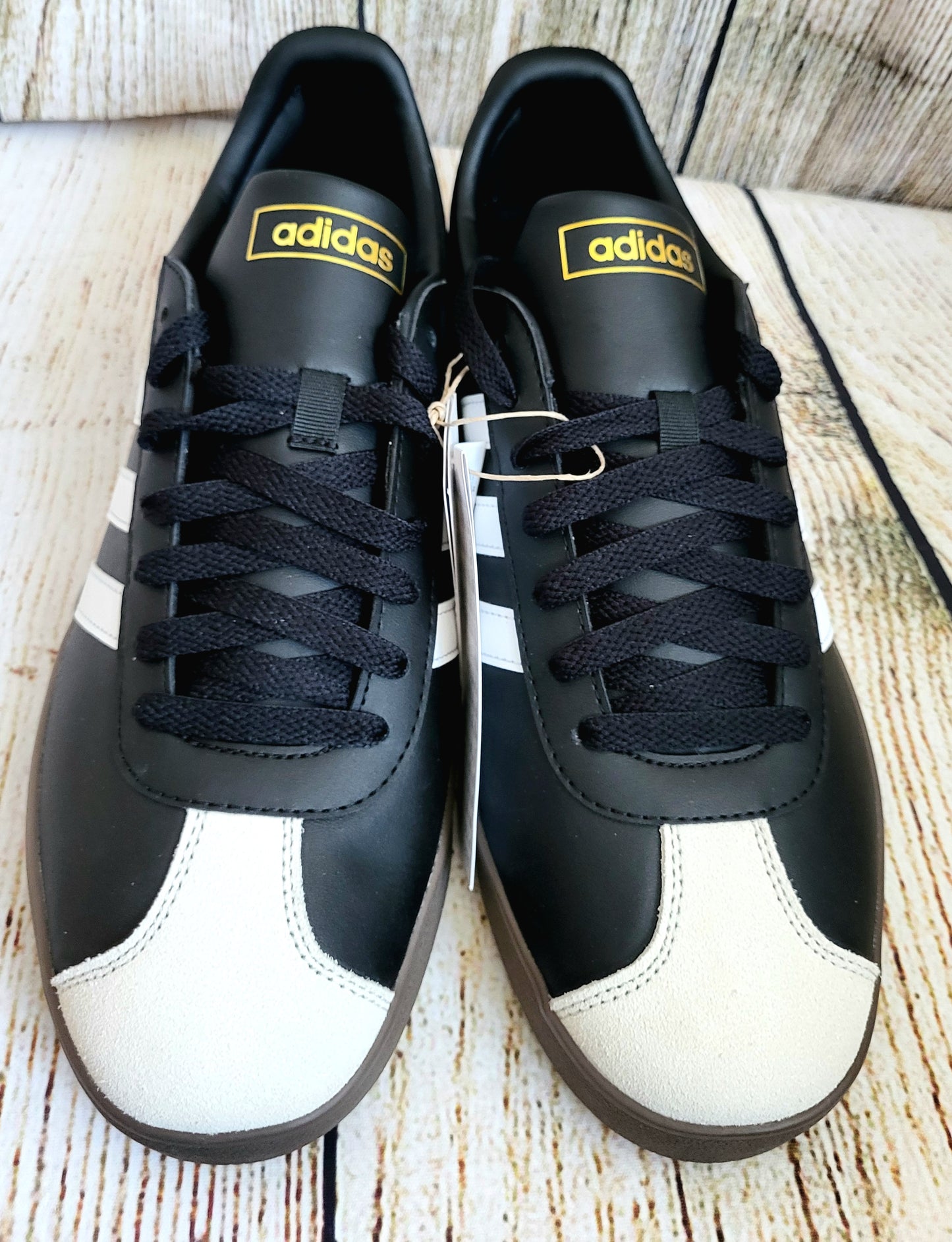 Adidas Black And White VL Courts 2.0 Trainers- Size 10