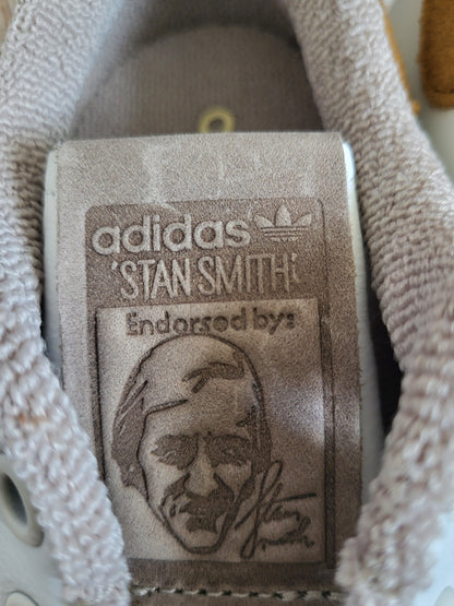 Adidas Stan Smith White And Taupe Low Top Retro Trainers- Size 9.5