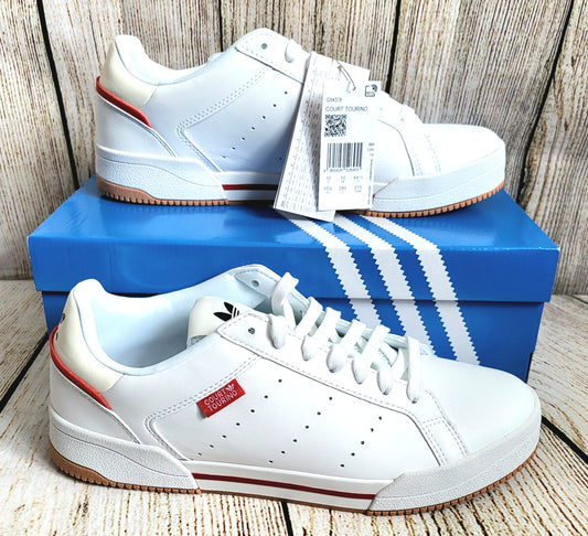 Adidas Red And White Court Tourino Trainers- size 10