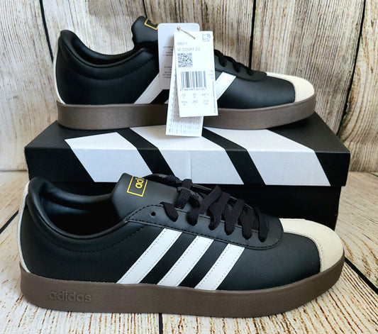 Adidas Black And White VL Courts 2.0 Trainers- Size 10